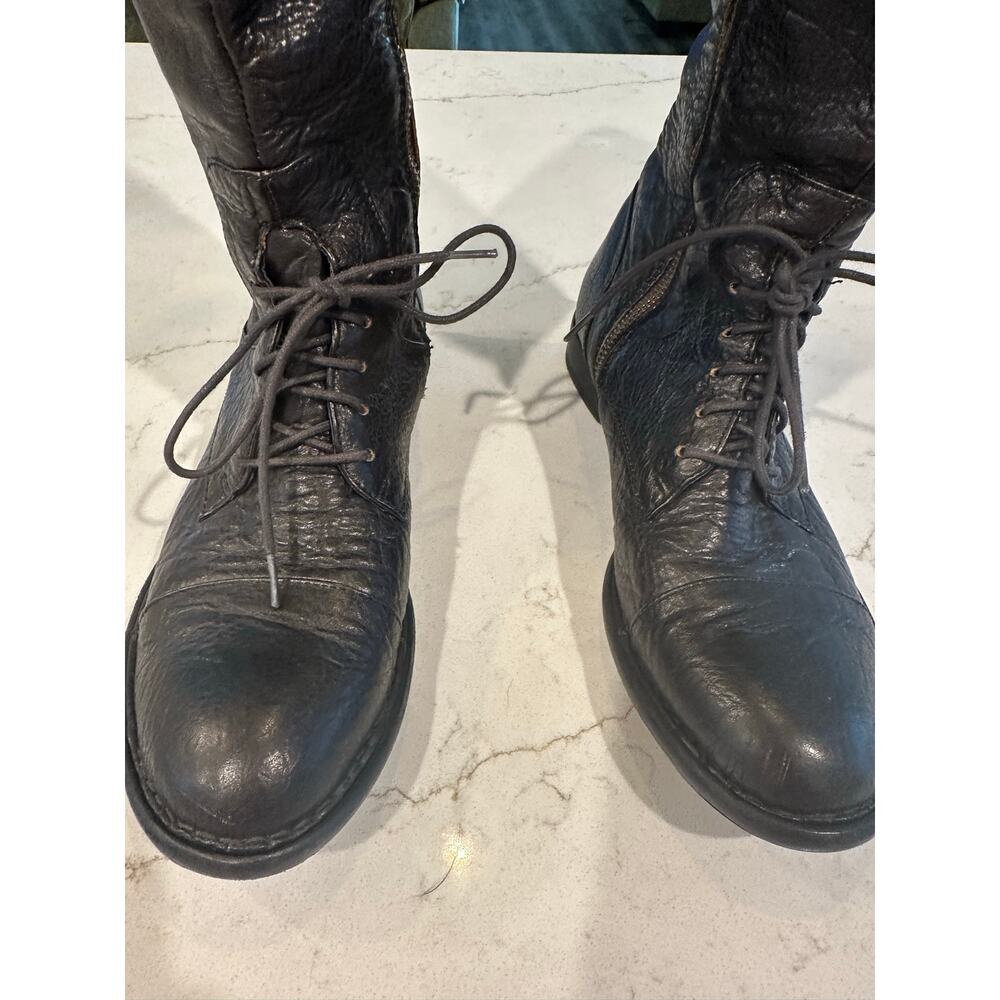 Women's Born Crown Gilmore Knee High Zip On Lace Tie Blackish Brown Leather 7.5 - Picture 2 of 16